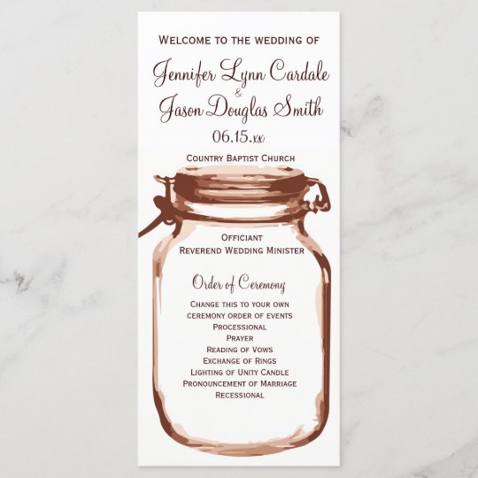 Rustic Country Mason Jar Wedding Programs Zazzle Com