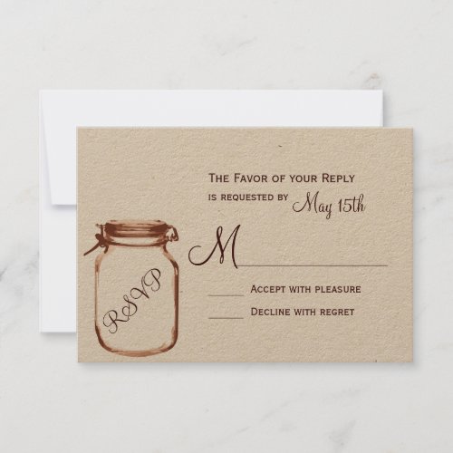 Rustic Country Mason Jar Wedding RSVP Cards