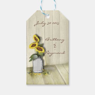 RUSTIC COUNTRY MASON JAR WITH SUNFLOWERS GIFT TAGS