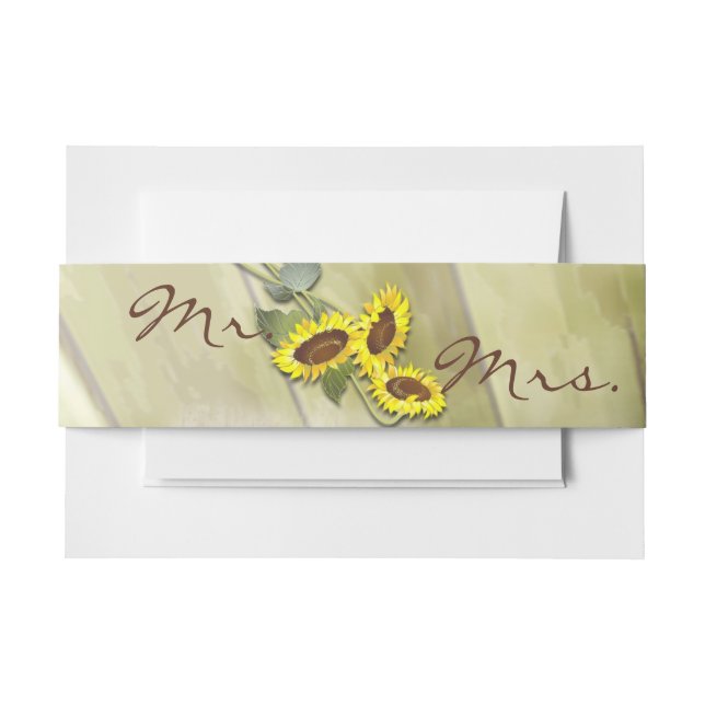 RUSTIC COUNTRY MASON JAR WITH SUNFLOWERS INVITATION BELLY BAND (Front Example)