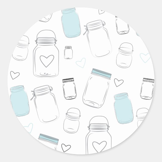Rustic Country Mason Jars Party Favor Classic Round Sticker (Front)
