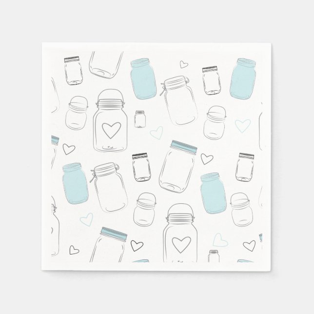 Rustic Country Mason Jars Party Napkins (Front)