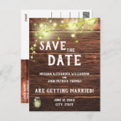 Rustic Country Mason String Lights Save The Date Postcard (Front/Back)