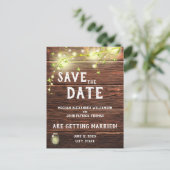 Rustic Country Mason String Lights Save The Date Postcard (Standing Front)