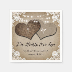Rustic Country Monogram Burlap and Lace Wedding Napkins