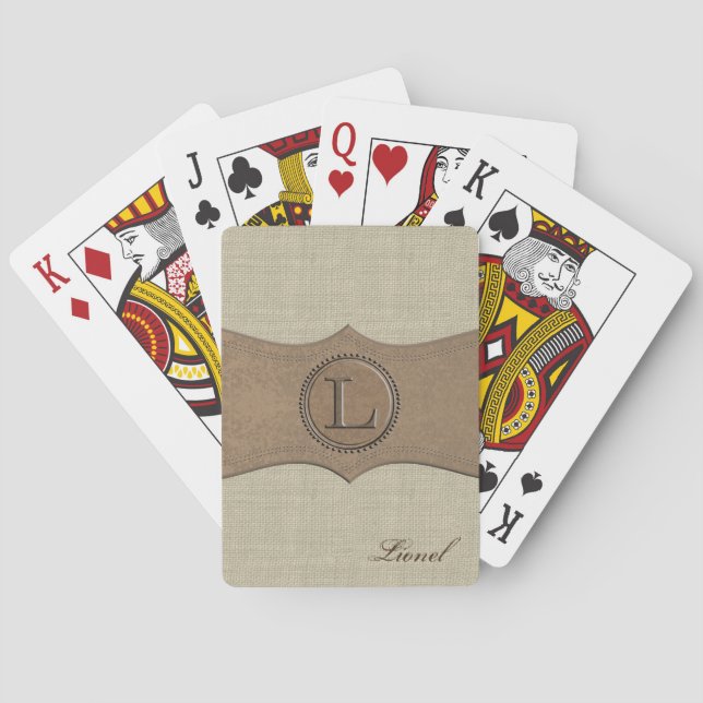 Rustic Country Monogram Letter L Poker Cards (Back)