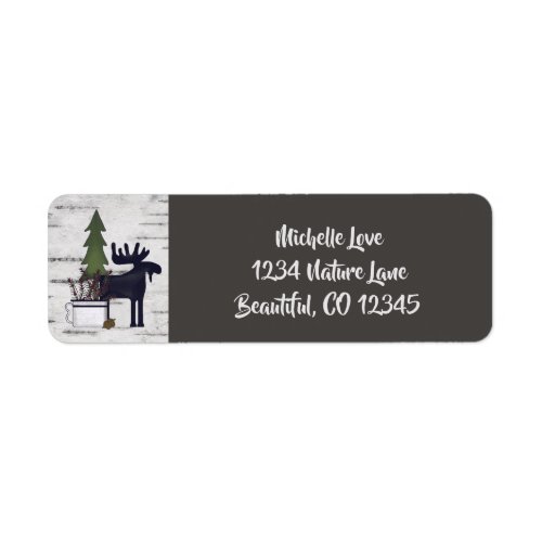 Rustic Country Moose on Birch Background Address Label