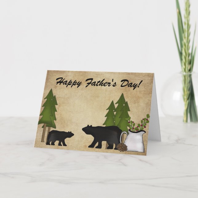 Rustic Country Mountain Bears Father's Day Card (Front)