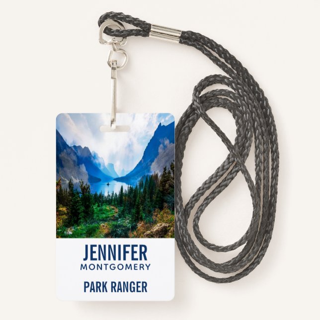 Rustic Country Mountains Nature Scene Photography Badge (Front with Lanyard)