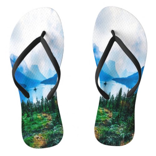 Rustic Country Mountains Nature Scene Photography Flip Flops