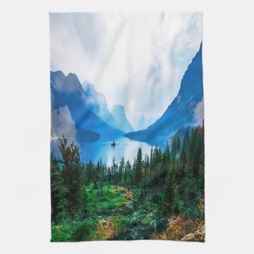 Rustic Country Mountains Nature Scene Photography Kitchen Towel