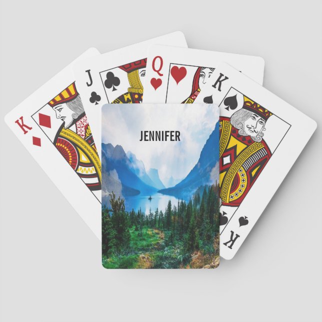 Rustic Country Mountains Nature Scene Photography Poker Cards (Back)