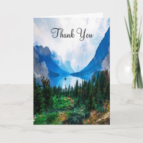 Rustic Country Mountains Nature Wedding Thank You Card