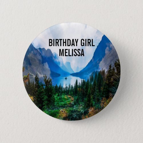 Rustic Country Mountains Scenic Nature Birthday Button