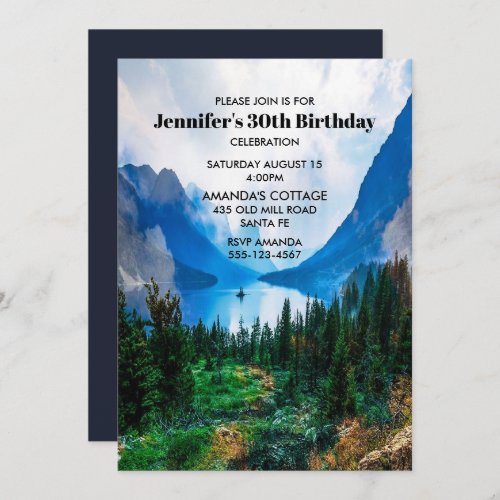 Rustic Country Mountains Scenic Nature Birthday Invitation
