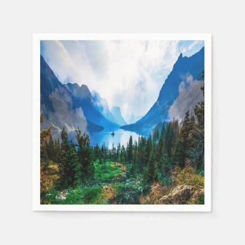 Rustic Country Mountains Scenic Nature Napkins