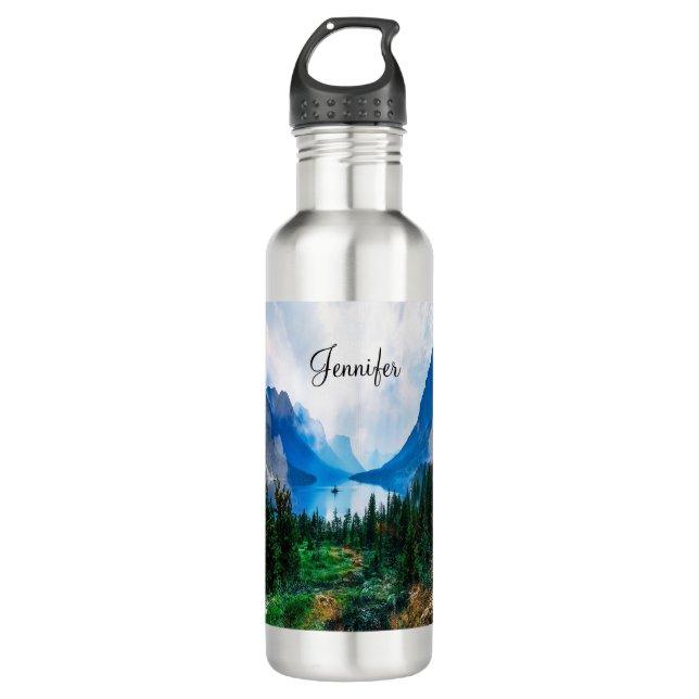 Rustic Country Mountains Scenic Nature Stainless Steel Water Bottle (Front)