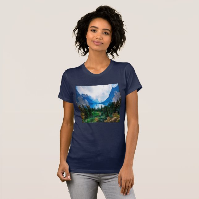 Rustic Country Mountains Scenic Nature T-Shirt (Front Full)