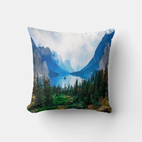 Rustic Country Mountains Scenic Nature Throw Pillow