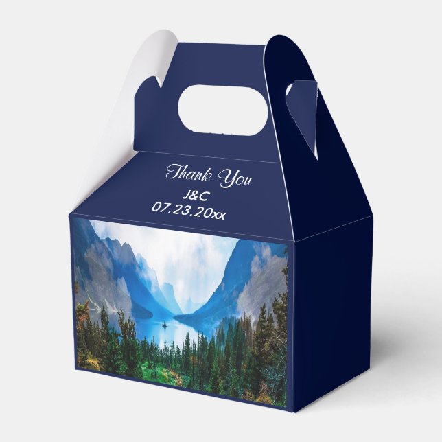 Rustic Country Mountains Scenic Nature Wedding Favor Boxes (Front Side)