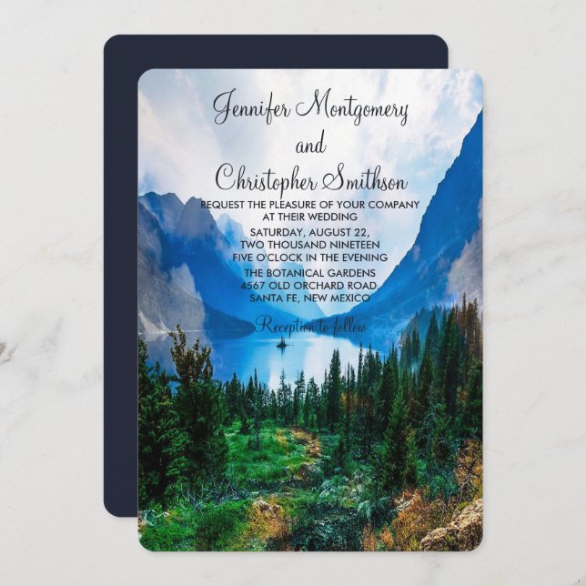 Rustic Country Mountains Scenic Nature Wedding Invitation (Front/Back)