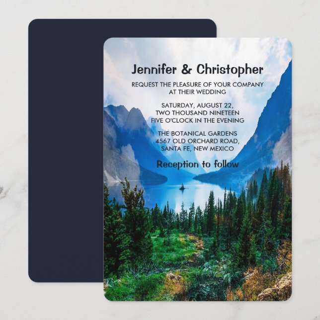 Rustic Country Mountains Scenic Nature Wedding Invitation (Front/Back)