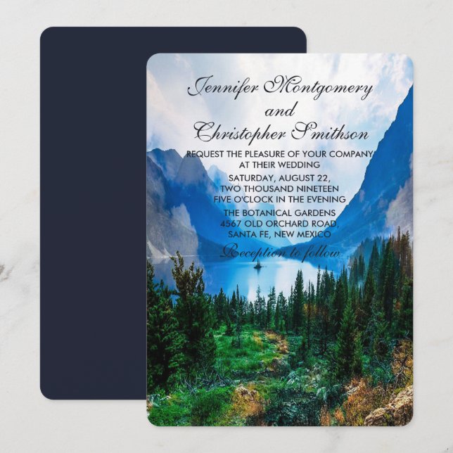 Rustic Country Mountains Scenic Nature Wedding Invitation (Front/Back)