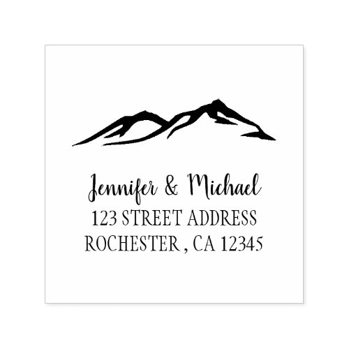 Rustic country mountains wedding bride and groom self_inking stamp