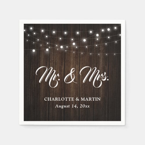 Rustic Country Mr and Mrs Wedding Napkins