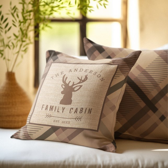 Rustic Country Name Cabin in the Woods Throw Pillow (Creator Uploaded)