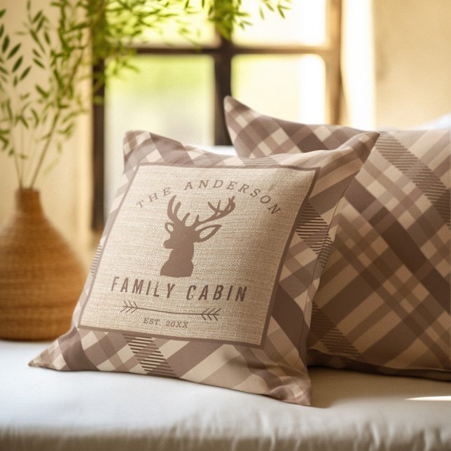Rustic Country Name Cabin in the Woods Throw Pillow (Creator Uploaded)