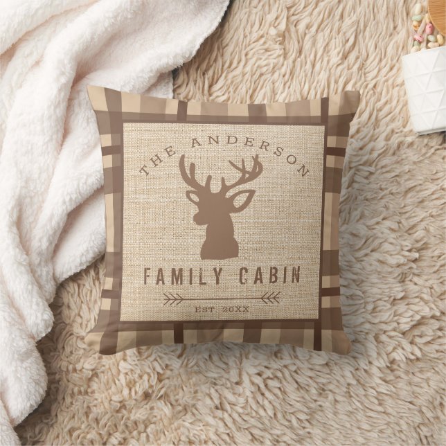 Rustic Country Name Cabin in the Woods Throw Pillow (Blanket)