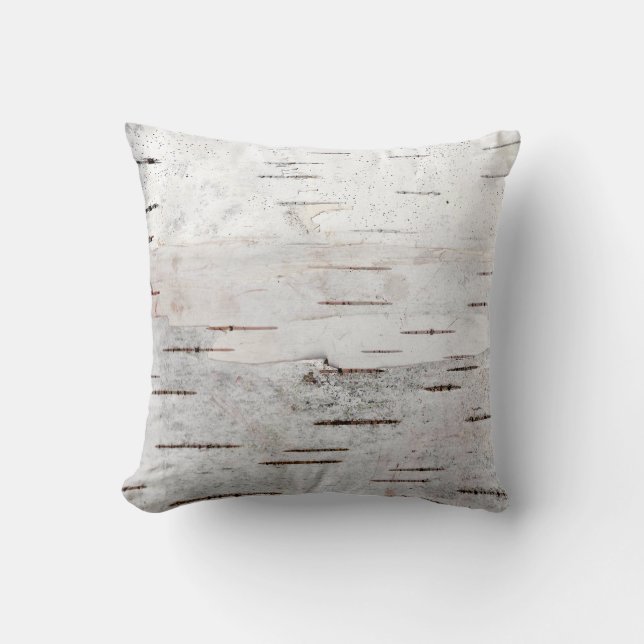 Rustic Country Nature Birch Bark Photo Throw Pillow (Front)