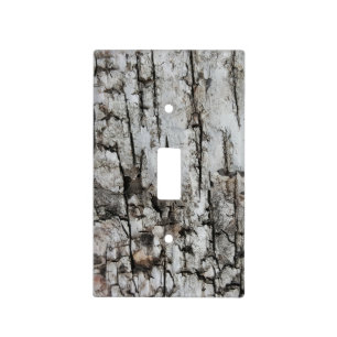 Rustic Country Nature Dry Cracked Tree Bark Photo Light Switch Cover