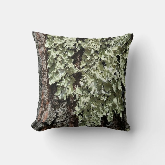 Rustic Country Nature Moss Tree Bark Photo Throw Pillow (Front)