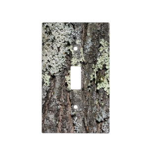 Rustic Country Nature Mossy Bark Oak Tree Photo Light Switch Cover