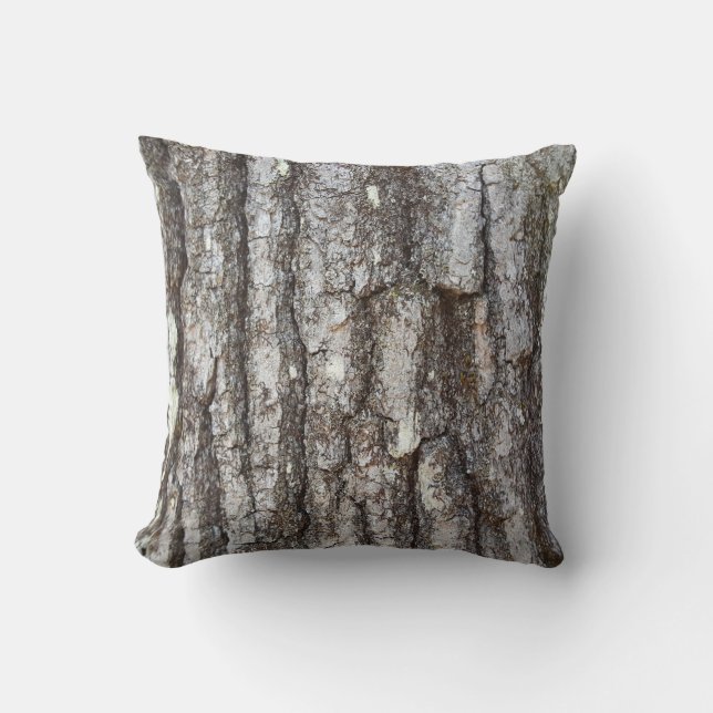 Rustic Country Nature Oak Tree Bark Photo Throw Pillow (Front)