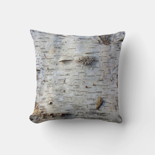 Rustic Country Nature Old Birch Bark Photo Throw Pillow (Front)