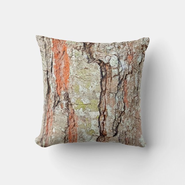 Rustic Country Nature Old Oak Tree Bark Photo Throw Pillow (Front)