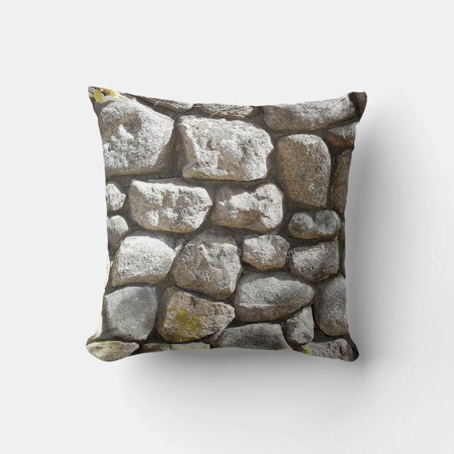Rustic Country Nature Stone Wall Rocks Photo Throw Pillow (Front)
