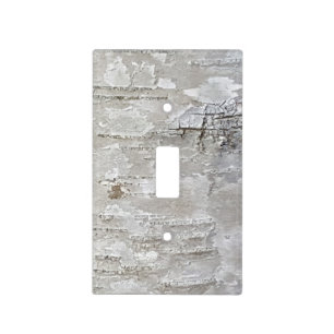 Rustic Country Nature White Birch Bark Photo Light Switch Cover
