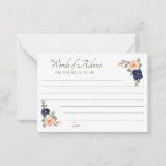 Rustic Country Navy Blue and Peach Floral Wedding Advice Card<br><div class="desc">Add a special touch to weddings and bridal showers with these lined advice cards. They feature floral accents in navy blue and soft peach or blush pink depicting peonies and roses with green foliage accents. The modern typography layout is a coordinating dark sage green for a romantic, gentle look. The...</div>