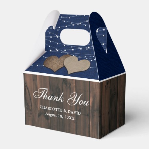 Rustic Country Navy Blue Wedding Thank You Favor Boxes