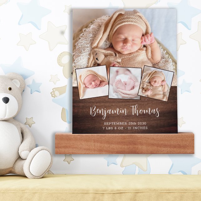 Rustic Country New Baby Personalized Photo Collage Picture Ledge (Creator Uploaded)