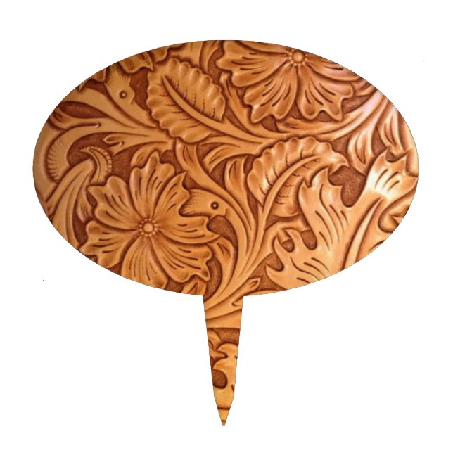 rustic country old west cowboy western leather cake topper (Front)