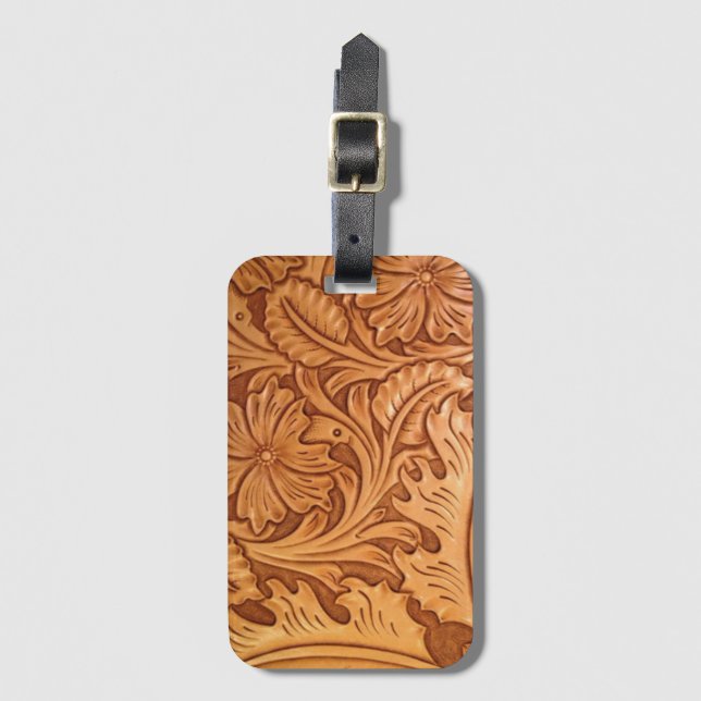 rustic country old west cowboy western leather luggage tag