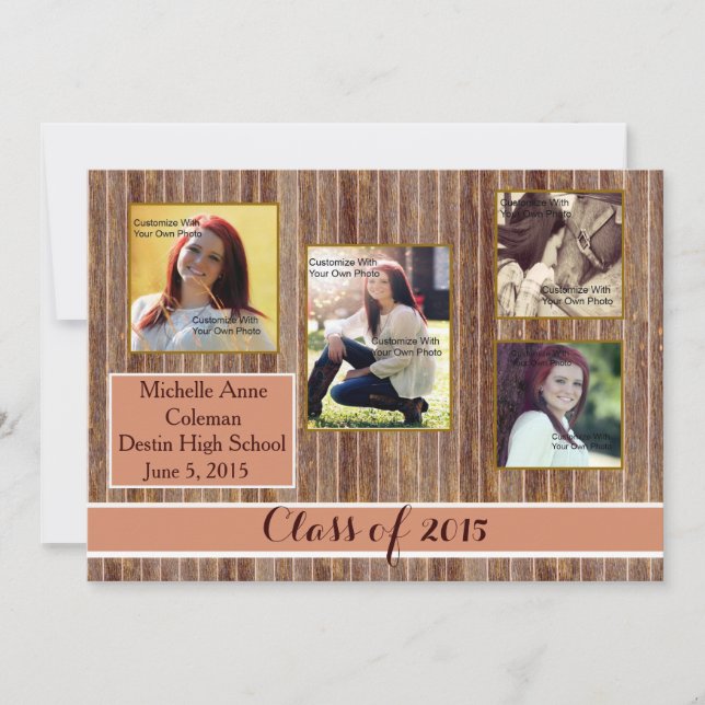 Rustic Country Orange Graduation Announcement (Front)