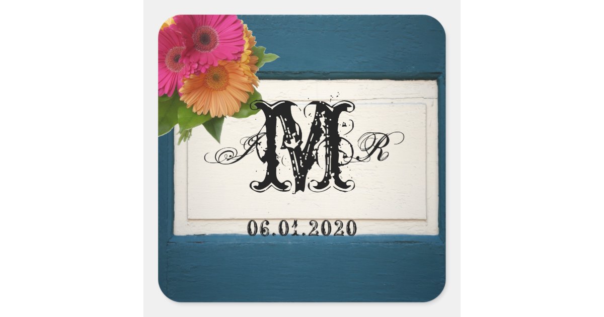 Country Monogram Rustic Country Painted Wood Monogram Sticker | Zazzle