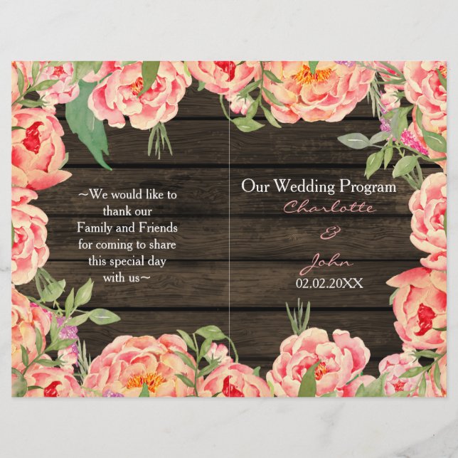 Rustic Country Peony Barn Wood Wedding (Front)