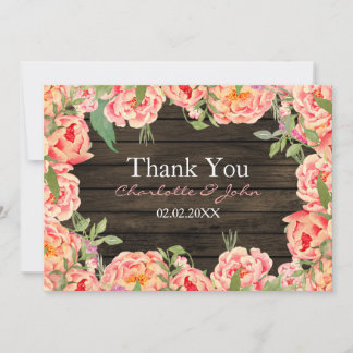 Rustic Country Peony Barn Wood Wedding Invitation